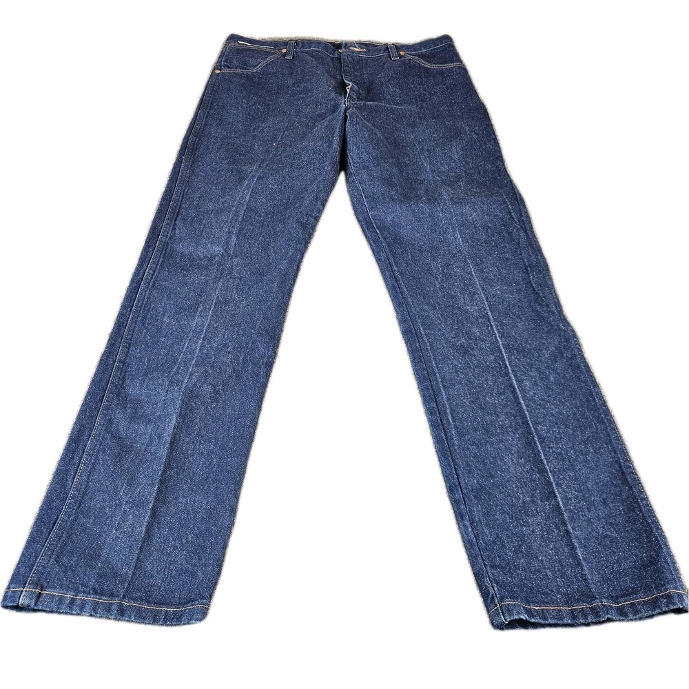 Wrangler 13MWZ Jeans Mens 37x32‎ Blue Denim Cowboy Cut Straight USA